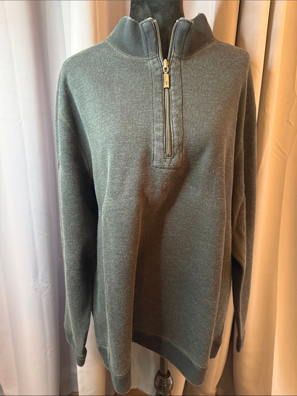 Men's Heavy Black Tommy Bahama Quarter-Zip Sweater
